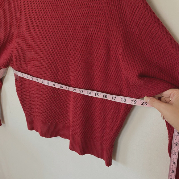 Target Prologue Red Waffle Knit Mock Neck Long Sleeve Sweater S Cotton Wool - Picture 5 of 10